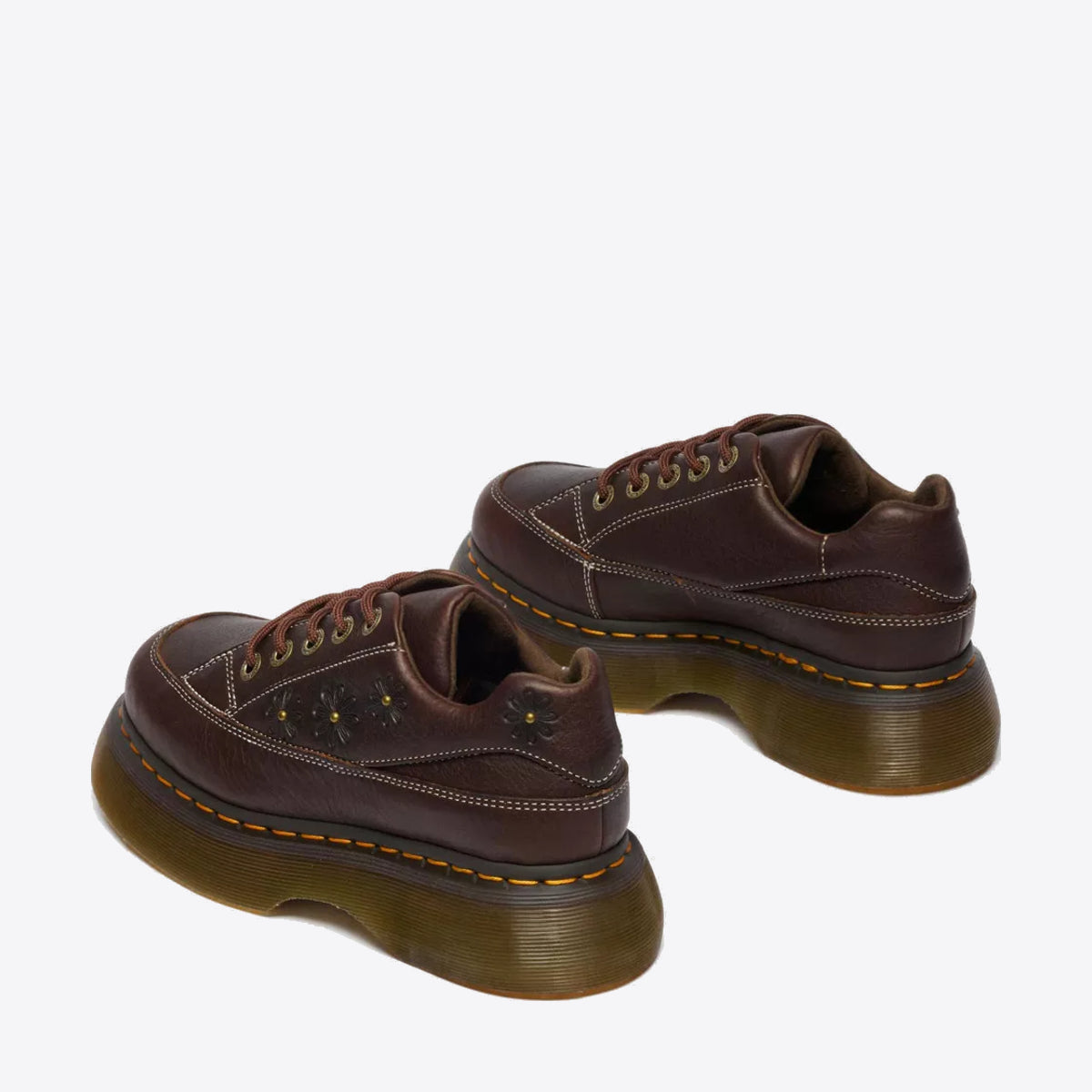 DR MARTENS Buzz 5 Eye Floral Shoe Dark Brown Grizzly - Image 0