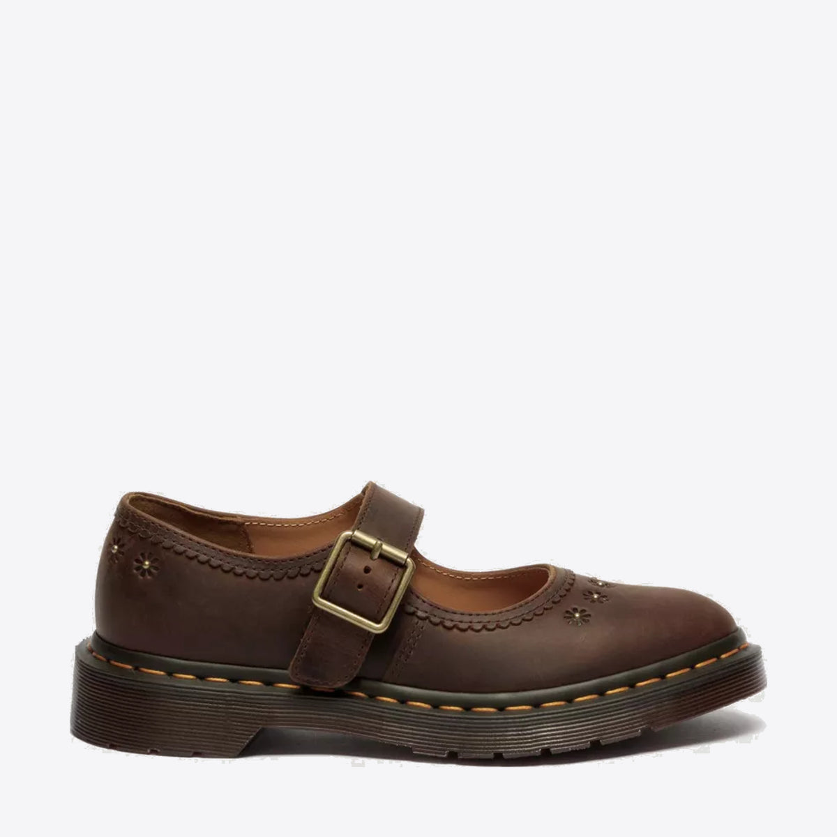 DR MARTENS Mary Jane Flower Crazy Horse Dark Brown - Image 0