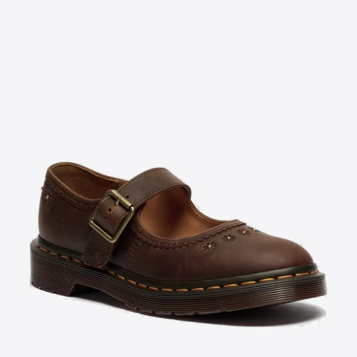 DR MARTENS Mary Jane Flower Crazy Horse Dark Brown - Image 0