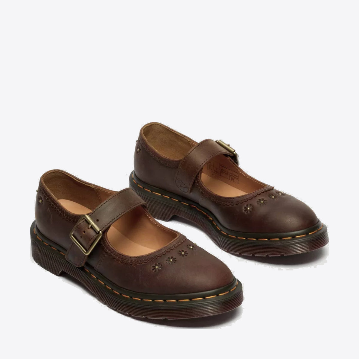 DR MARTENS Mary Jane Flower Crazy Horse Dark Brown - Image 0