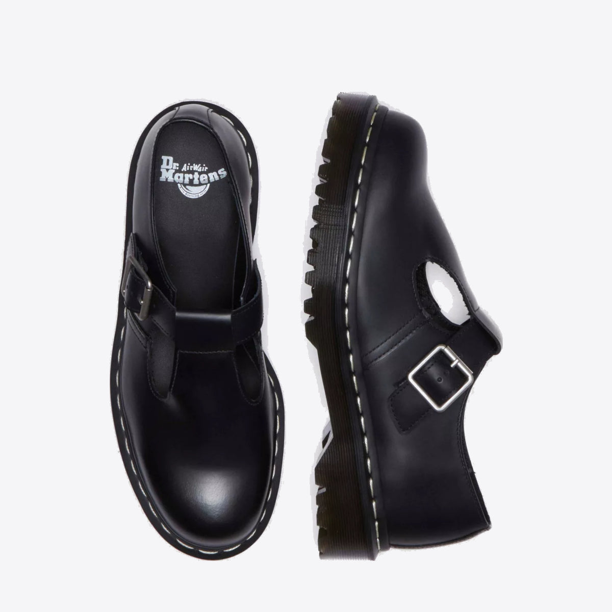DR MARTENS Polley Bex T-Bar Shoe Black Polished Smooth - Image 3