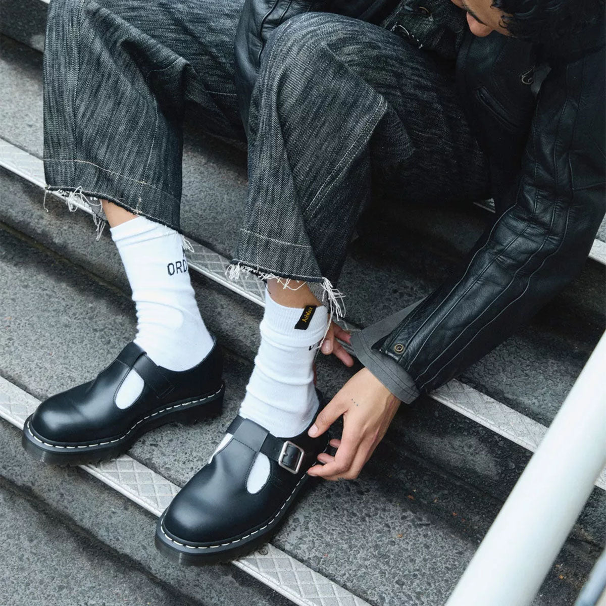 DR MARTENS Polley Bex T-Bar Shoe Black Polished Smooth - Image 5