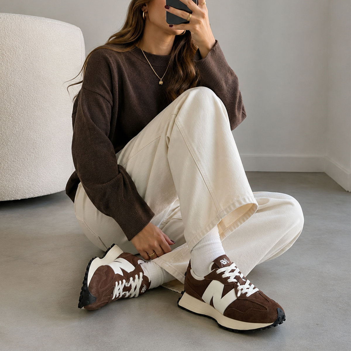 NEW BALANCE 327 Sneaker Womens Pumpernickle/Sea Salt - Image 0