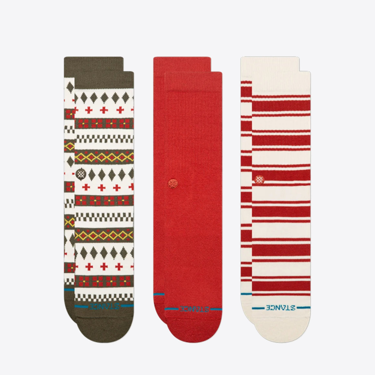 STANCE Cabin Days Crew 3 Pack Red/Green/Cream - Image 0