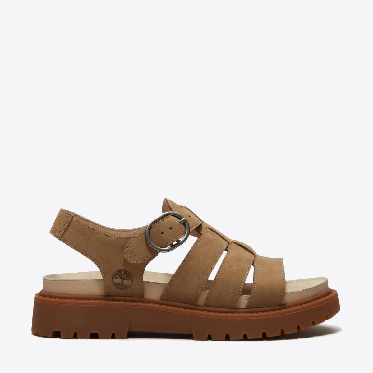 TIMBERLAND Womens Clairemont Way Sandal Medium Beige Nubuck - Image 1