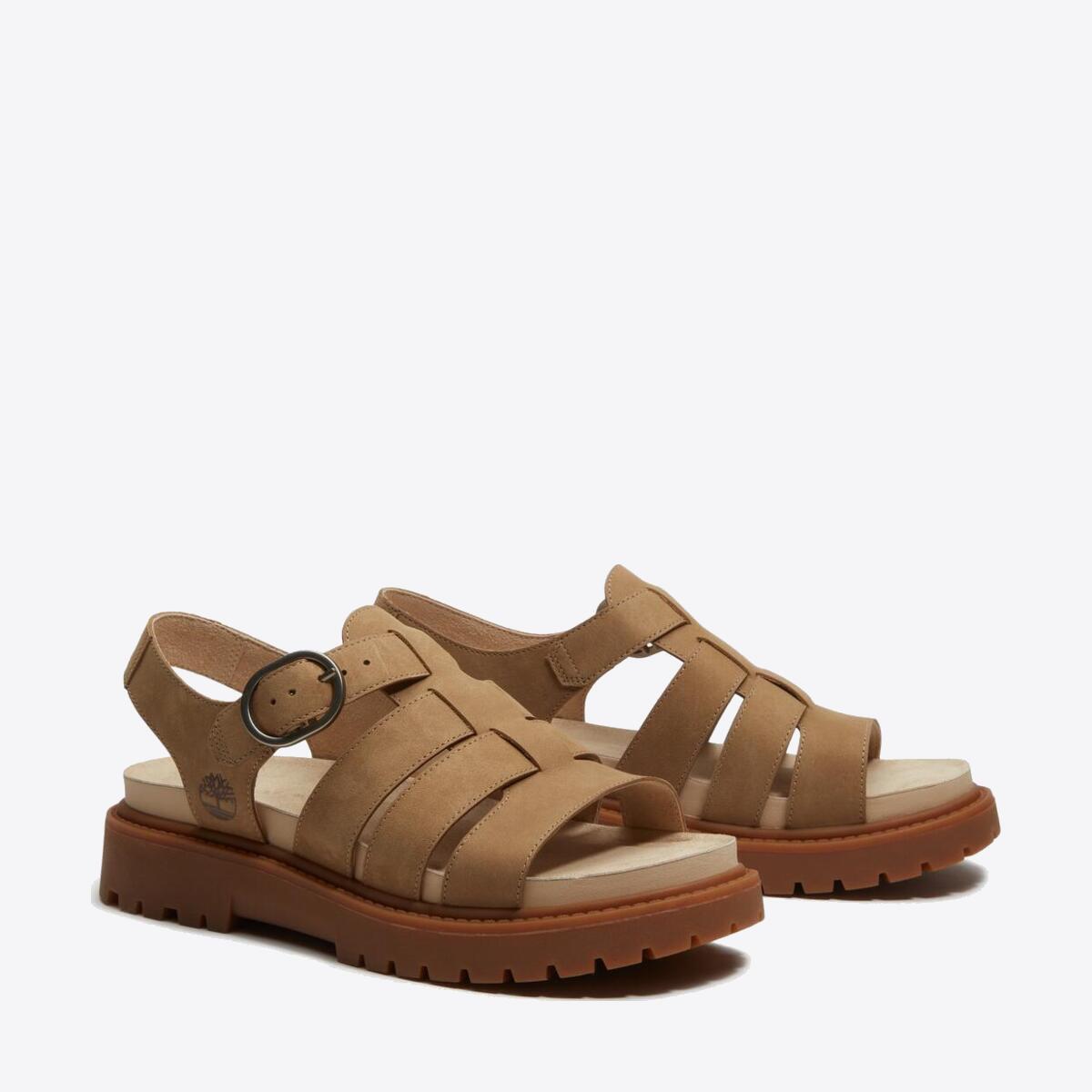 TIMBERLAND Womens Clairemont Way Sandal Medium Beige Nubuck - Image 2