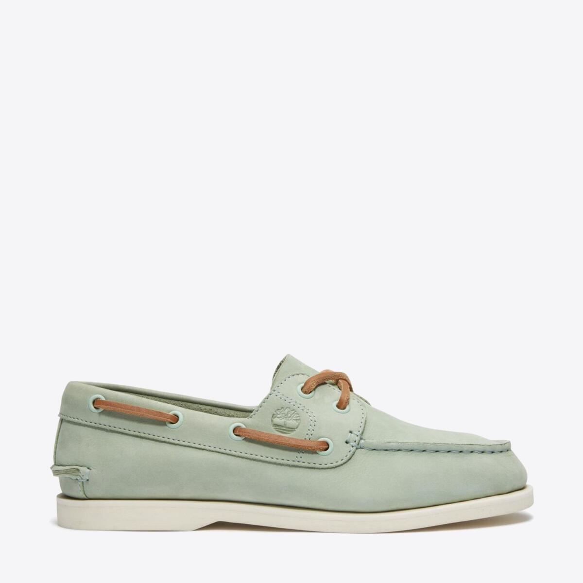 TIMBERLAND Womens Classic 2-Eye Boat Shoe Light Green Nubuck - Image 1