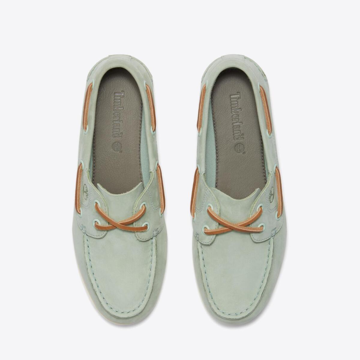 TIMBERLAND Womens Classic 2-Eye Boat Shoe Light Green Nubuck - Image 2