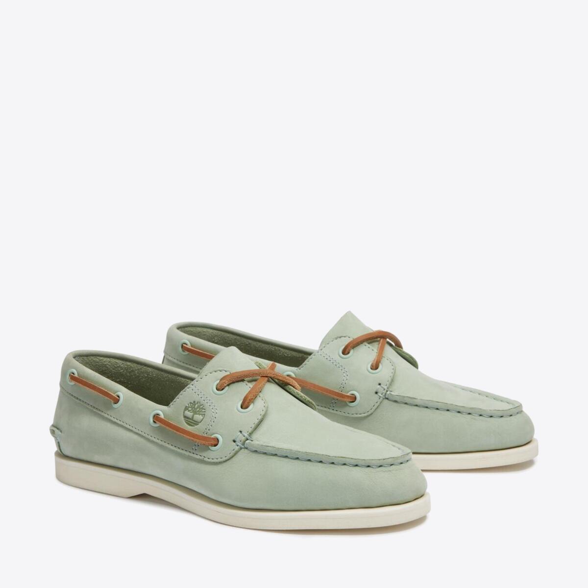 TIMBERLAND Womens Classic 2-Eye Boat Shoe Light Green Nubuck - Image 4