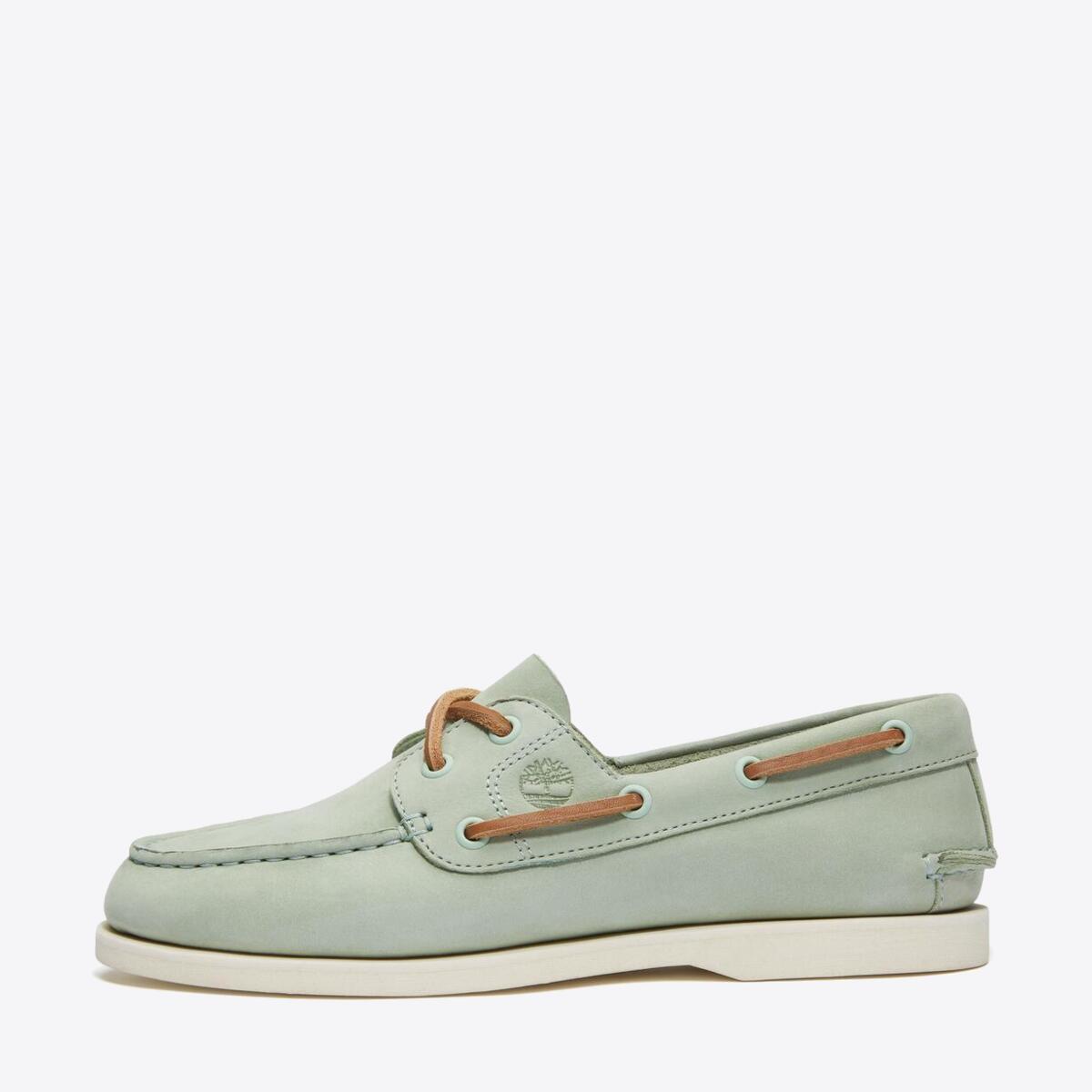 TIMBERLAND Womens Classic 2-Eye Boat Shoe Light Green Nubuck - Image 7