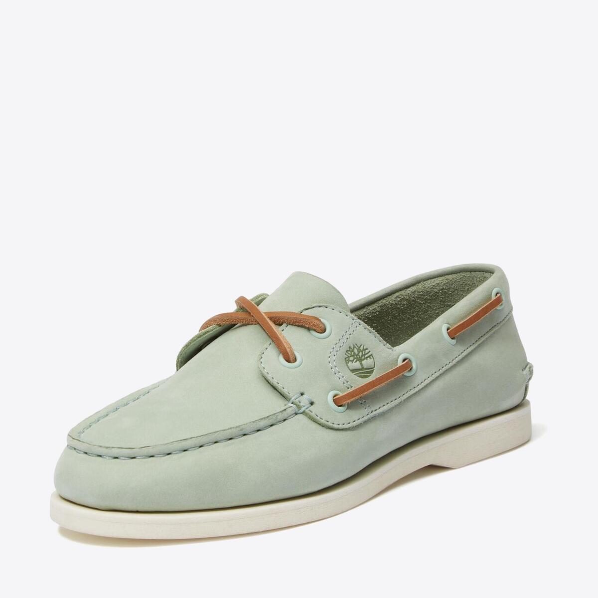 TIMBERLAND Womens Classic 2-Eye Boat Shoe Light Green Nubuck - Image 8