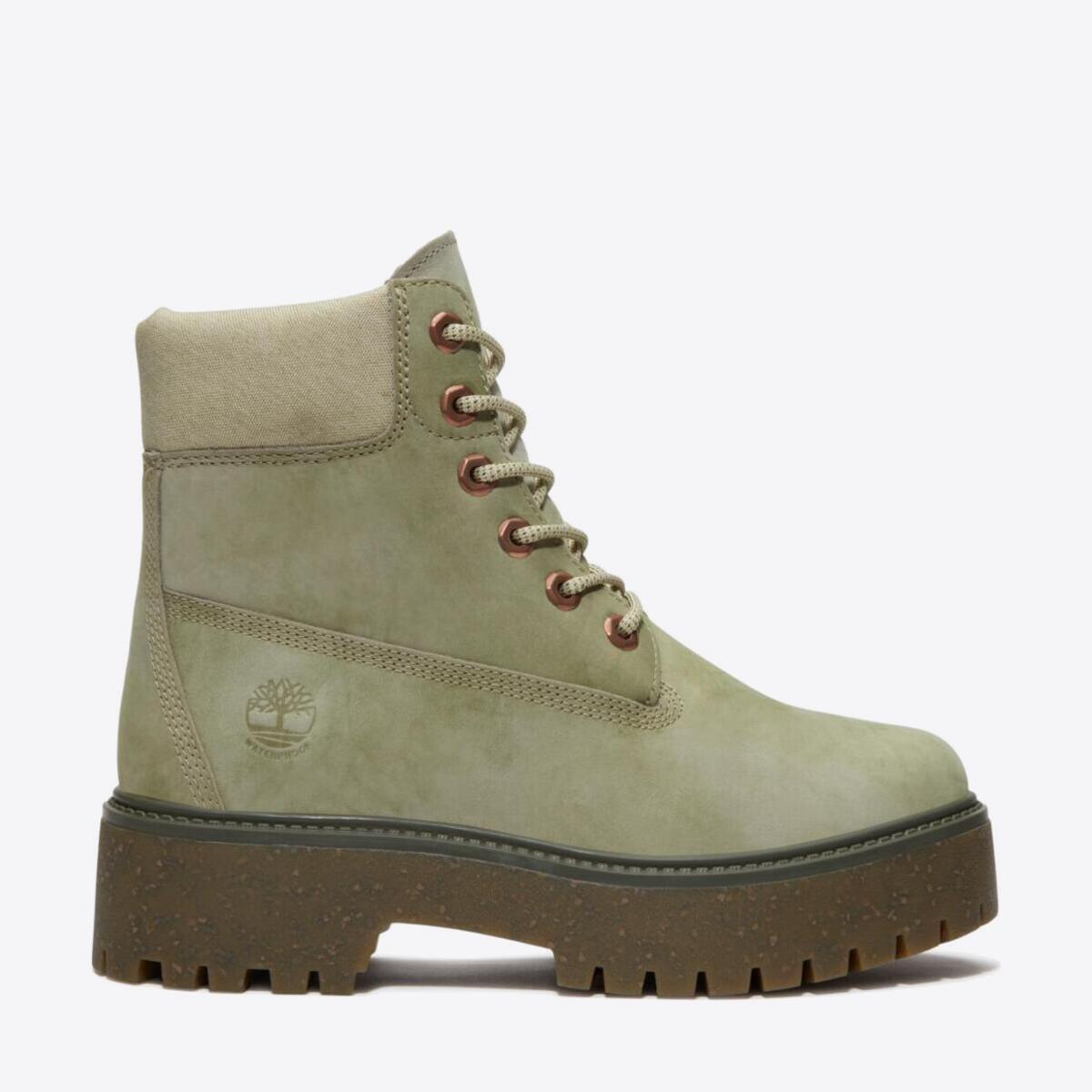 TIMBERLAND Womens Stone Street 6-Inch Waterproof Boot Light Green Nubuck - Image 1