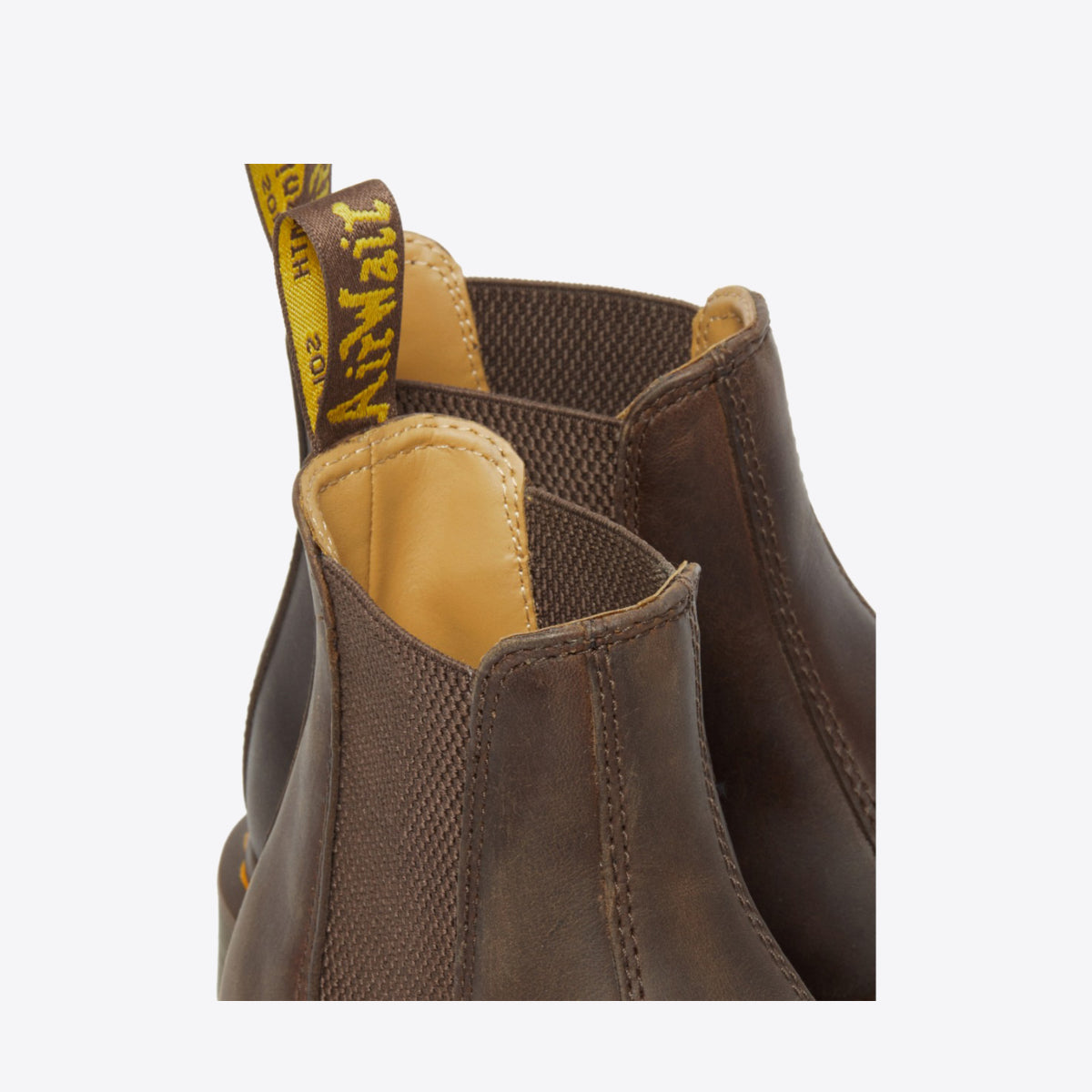 DR MARTENS 2976 Yellow Stitch Crazy Horse Chelsea Boot Dark Brown - Image 7