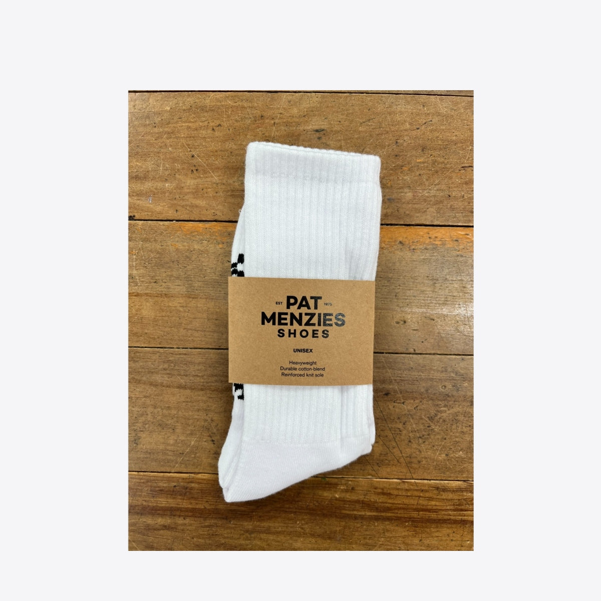 DOUGS Pat Menzies Ribbed Crew Sock White - Image 1