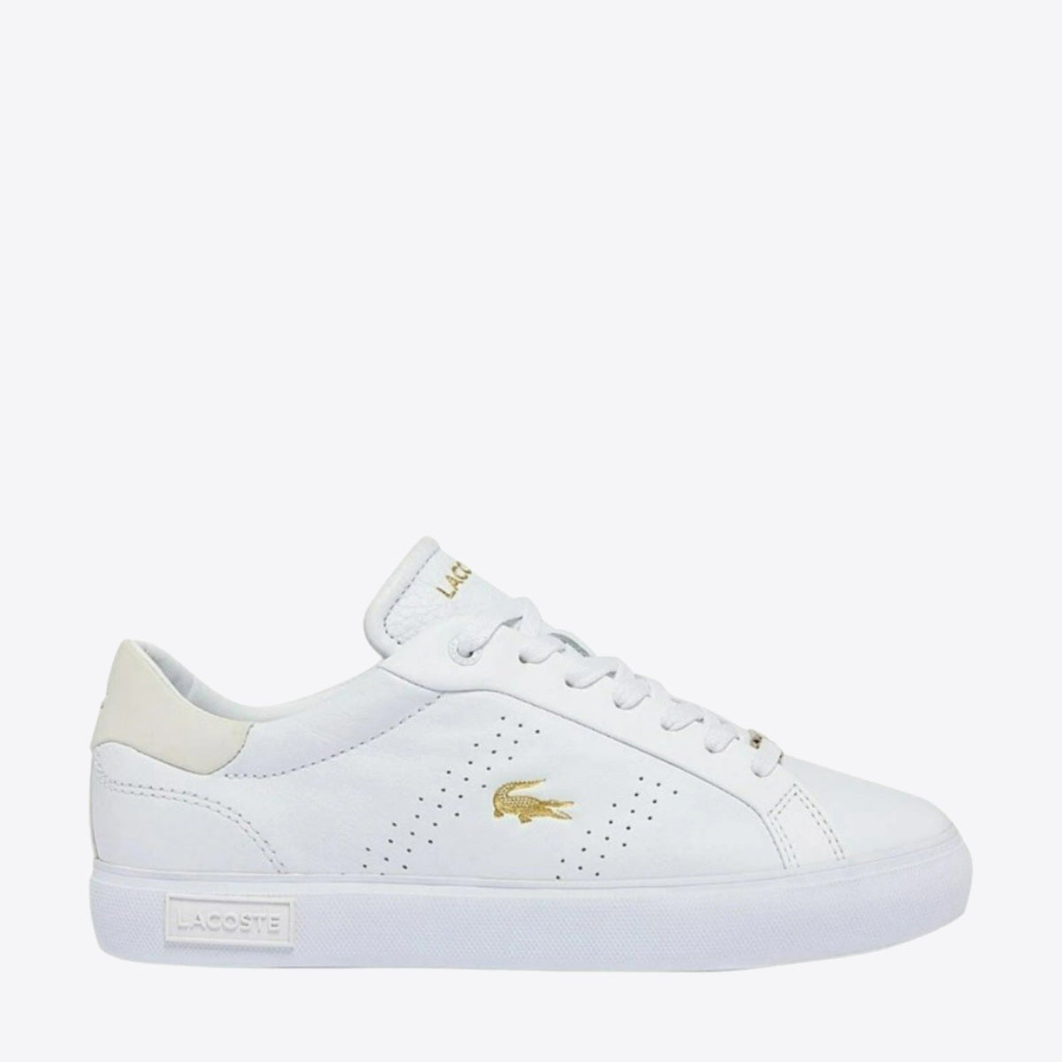 LACOSTE Women's Powercourt 1122 Sneaker White/Gold - Image 1