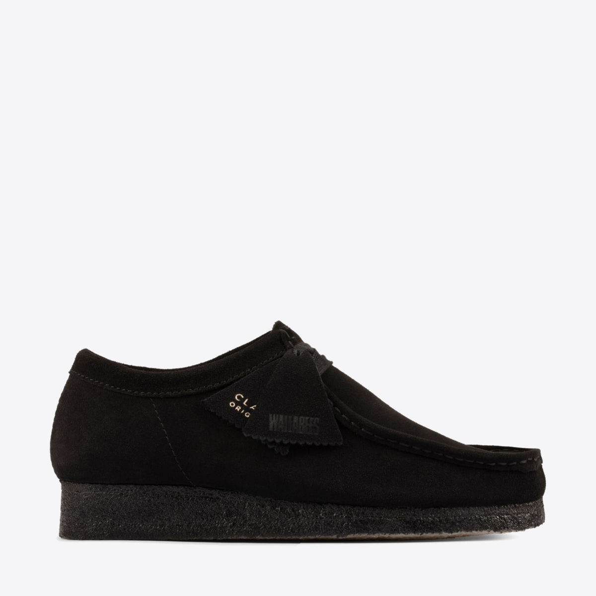 CLARKS Wallabee Shoe Suede Black - Image 1