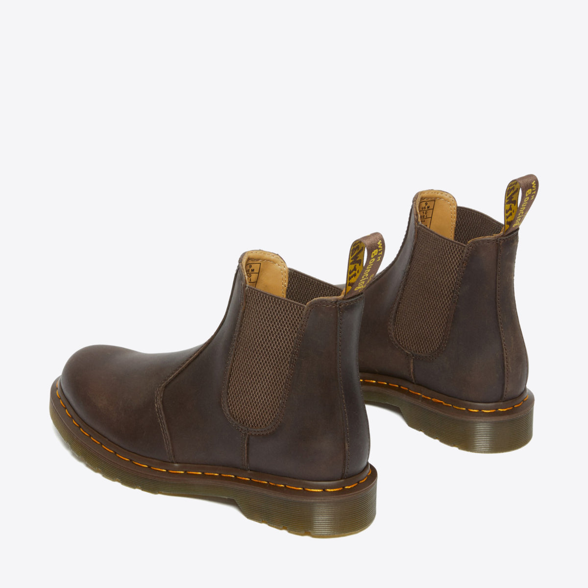 DR MARTENS 2976 Yellow Stitch Crazy Horse Chelsea Boot Dark Brown - Image 10
